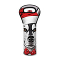 Santa Siberian Husky Print Single Neoprene Wine Tote