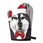 Santa Siberian Husky Print Single Oven Mitt