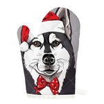 Santa Siberian Husky Print Single Oven Mitt