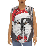 Santa Siberian Husky Print Sleeveless Baseball Jersey
