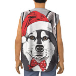 Santa Siberian Husky Print Sleeveless Baseball Jersey