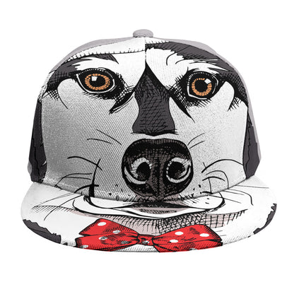 Santa Siberian Husky Print Snapback Cap