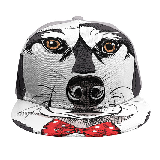 Santa Siberian Husky Print Snapback Cap
