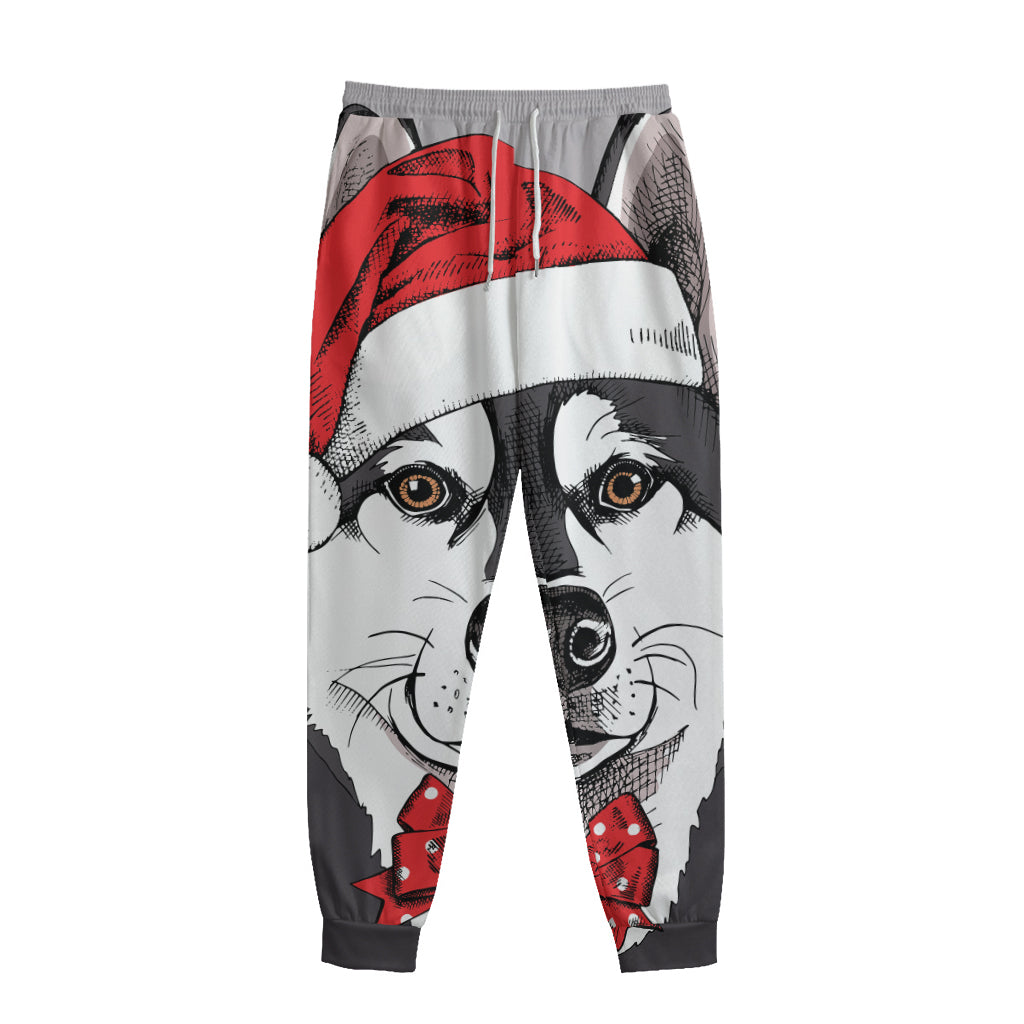 Santa Siberian Husky Print Sweatpants