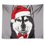 Santa Siberian Husky Print Tapestry