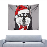 Santa Siberian Husky Print Tapestry