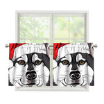 Santa Siberian Husky Print Tier Curtains