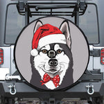 Santa Siberian Husky Print Tire Cover With Camera Hole