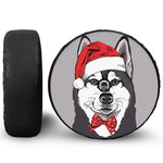 Santa Siberian Husky Print Tire Cover With Camera Hole