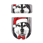 Santa Siberian Husky Print Toilet Lid And Tank Cover Set