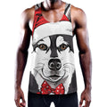 Santa Siberian Husky Print Men's Workout Tank Top
