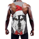 Santa Siberian Husky Print Training Tank Top