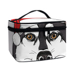 Santa Siberian Husky Print Travel Makeup Bag