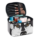 Santa Siberian Husky Print Travel Makeup Bag