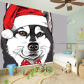 Santa Siberian Husky Print Wall Sticker