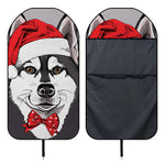 Santa Siberian Husky Print Waterproof Car Seat Cover