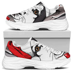 Santa Siberian Husky Print White Chunky Shoes