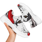 Santa Siberian Husky Print White Chunky Shoes