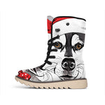 Santa Siberian Husky Print Winter Boots