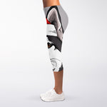 Santa Siberian Husky Print Women's Capri Leggings