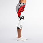 Santa Siberian Husky Print Women's Capri Leggings