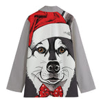 Santa Siberian Husky Print Women's Cotton Blazer