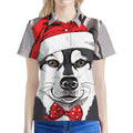 Santa Siberian Husky Print Women's Polo Shirt