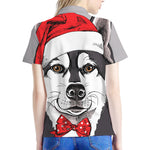 Santa Siberian Husky Print Women's Polo Shirt