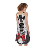 Santa Siberian Husky Print Women's Sleeveless Dress