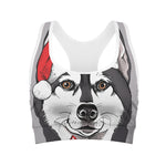 Santa Siberian Husky Print Women's Sports Bra