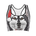 Santa Siberian Husky Print Women's Sports Bra