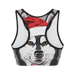 Santa Siberian Husky Print Women's Sports Bra