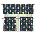 Santa Snowman Pattern Print 3 Piece Kitchen Curtains