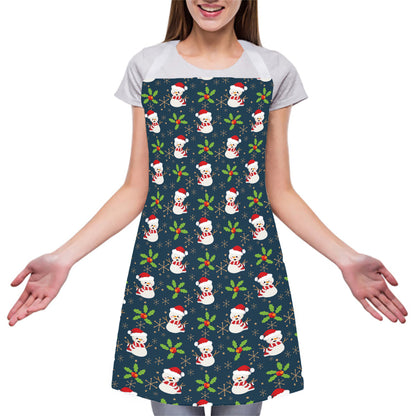 Santa Snowman Pattern Print Adjustable Apron