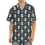 Santa Snowman Pattern Print Aloha Shirt