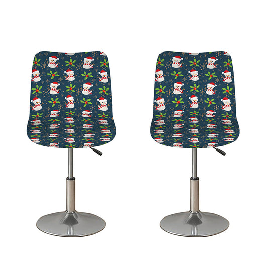 Santa Snowman Pattern Print Bar Stool Covers