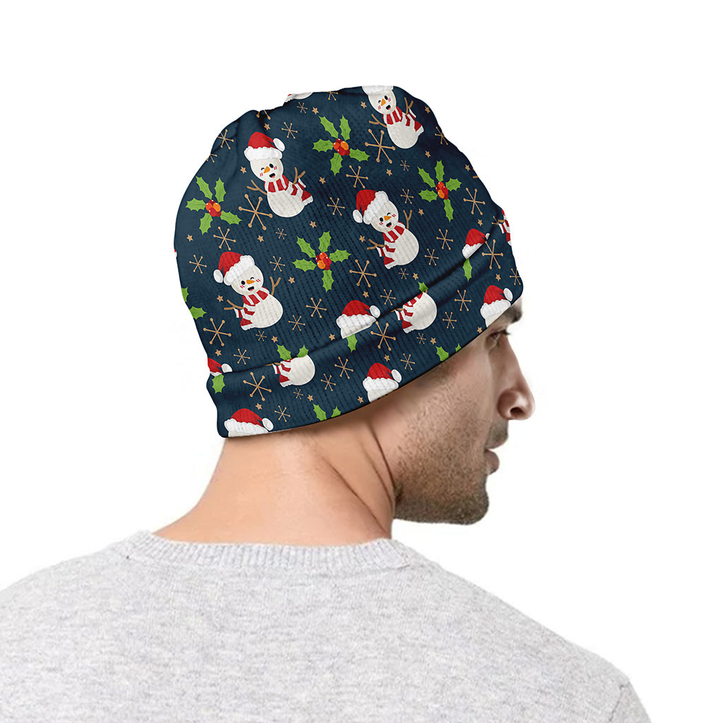 Santa Snowman Pattern Print Beanie