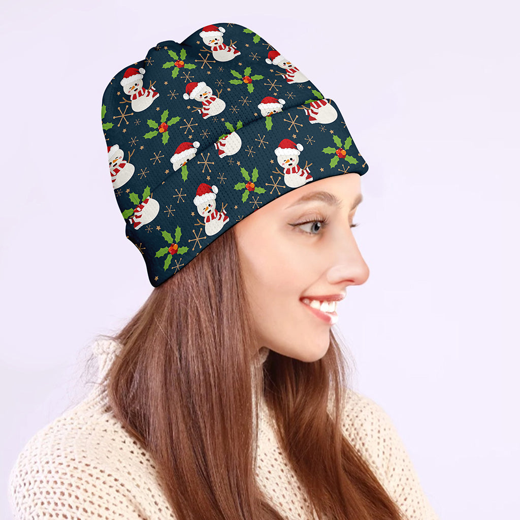 Santa Snowman Pattern Print Beanie
