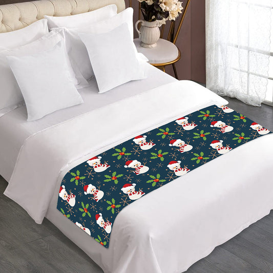 Santa Snowman Pattern Print Bed Runner
