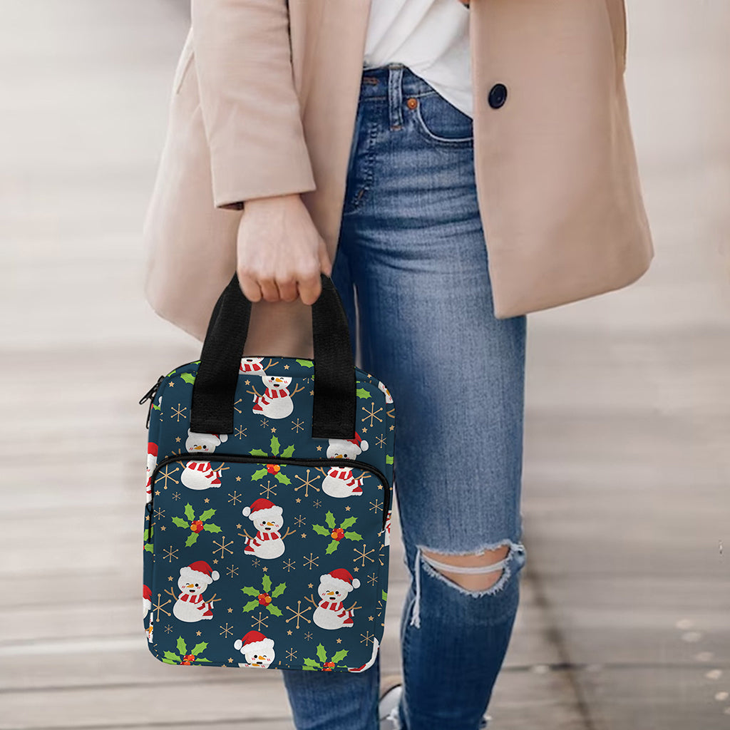 Santa Snowman Pattern Print Bible Tote Bag