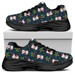 Santa Snowman Pattern Print Black Chunky Shoes
