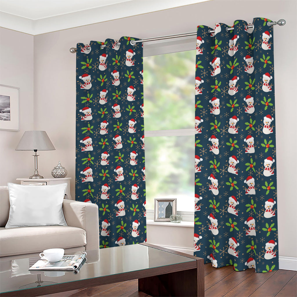 Santa Snowman Pattern Print Blackout Grommet Curtains