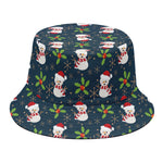 Santa Snowman Pattern Print Bucket Hat
