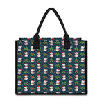 Santa Snowman Pattern Print Canvas Tote Bag