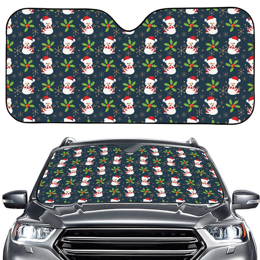 Santa Snowman Pattern Print Car Windshield Sun Shade