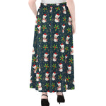 Santa Snowman Pattern Print Chiffon Maxi Skirt