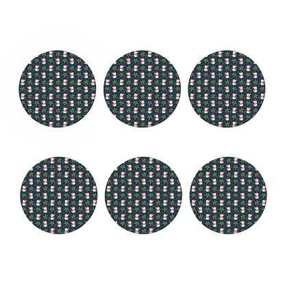 Santa Snowman Pattern Print Coaster Set