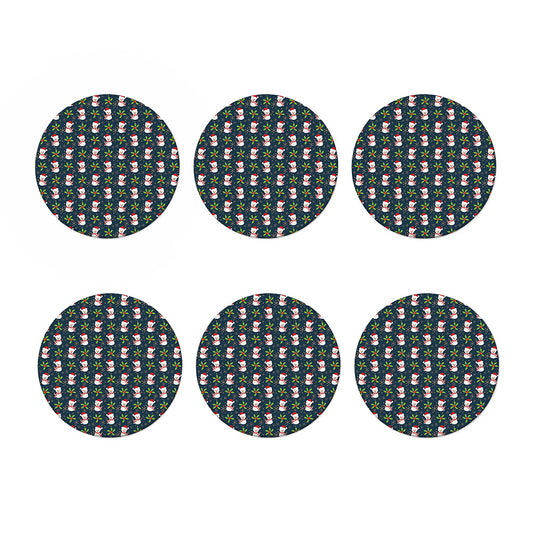 Santa Snowman Pattern Print Coaster Set