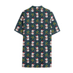 Santa Snowman Pattern Print Cotton Hawaiian Shirt