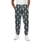 Santa Snowman Pattern Print Cotton Pants